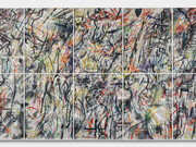 Julie Mehretu, This Manifestation of Historical Restlessness, 2022. 10-panel etching/aquatint from 50 plates, Each sheet: 46 3/4 x 34 5/8 inches, Each framed: 47 1/2 x 35 1/4 x 1 5/8 inches, Overall, framed: 95 x 176 1/4 x 1 5/8 inches. Courtesy of the artist and Berggruen Gallery