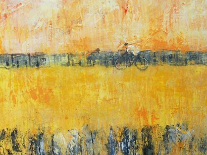 Butcheca, Paisagem 2, de 2013. “falar política é terrível. Eu não quero me misturar com a política. Mas, epá… vivemos numa terra, vivemos num mundo. Então, ser um artista que aparece desta forma para se apresentar, vem de uma certa inquietação”