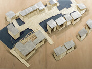 Tadashi Kawamata (1953-), Favela Café no. 3, 2014, Wooden scale model, metal sheet and paint, 210 x 306 x 15 cm, Signed and dated on the back