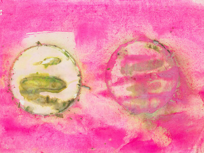 Frank Bowling, Backs of heads (detail), 2021. Courtesy of Marc Selwyn Fine Art