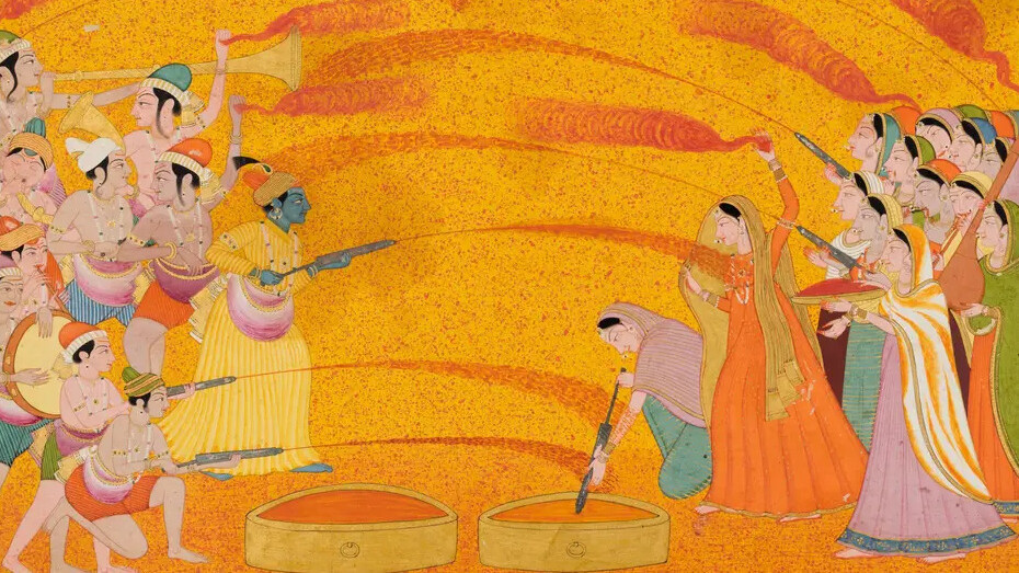 Krishna celebrates Holi (detail), c. 1770. Courtesy of Cleveland Museum of Art