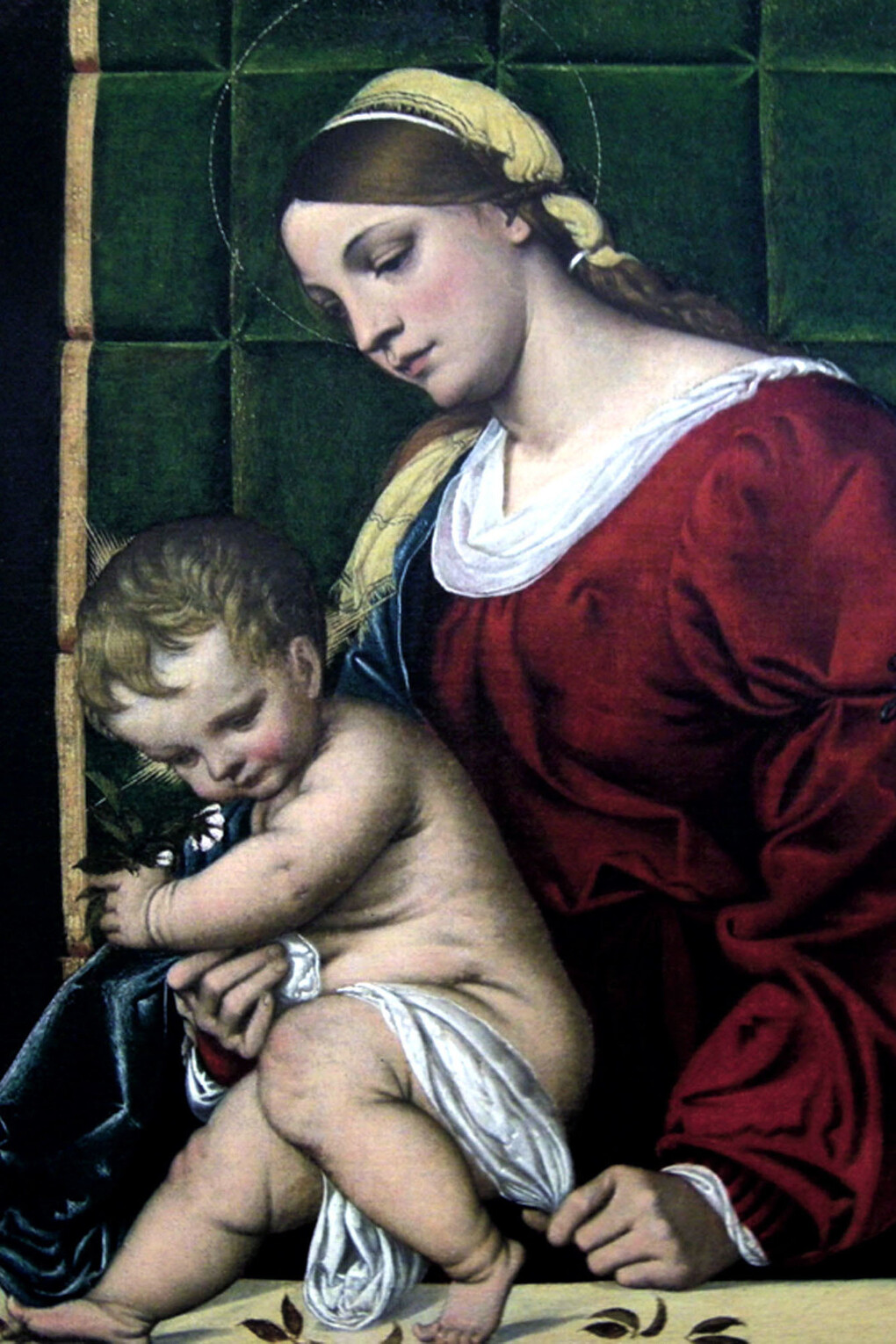 Alessandro Moretto, Madonna con Bambino, dettaglio, XVI secolo, Musei di Strada Nuova, Genova