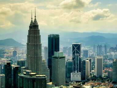 Kuala Lumpur, Malaysia aerial view of the city’s modern skyline