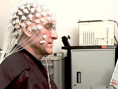 Barry Kerzin practicing mindfulness with EEG sensors, contributing to neuroscience research