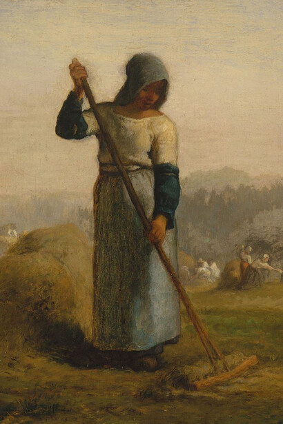 Jean-François Millet, Mujer con rastrillo (1856-1857)