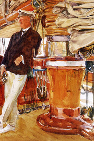 John Singer Sargent, Captain Herbert M. Sears on deck of the Schooner Yacht Constellation, 1924, gouache, aguarela sobre papel. Peabody Essex Museum, Salem, Massachusetts