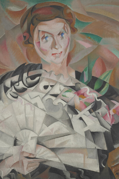 Alice Bailly, Jeu d‘éventail ou Femme à l‘éventail. Portrait de Louisa Bally, soeur de l‘artiste, 1913. Courtesy of Kunsthaus Zürich