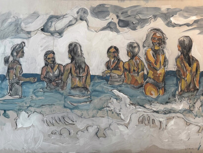 Mark Adams, Women in surf - Lysistrata (detail). Courtesy of the Schoolhouse Gallery