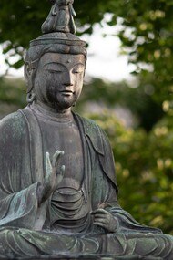 Buddha statue near trees in Tokyo, Japan