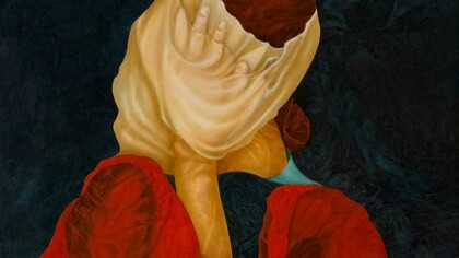 Agostino De Romanis, Tormento velato, olio su cartone, cm 70 x 100, 2007