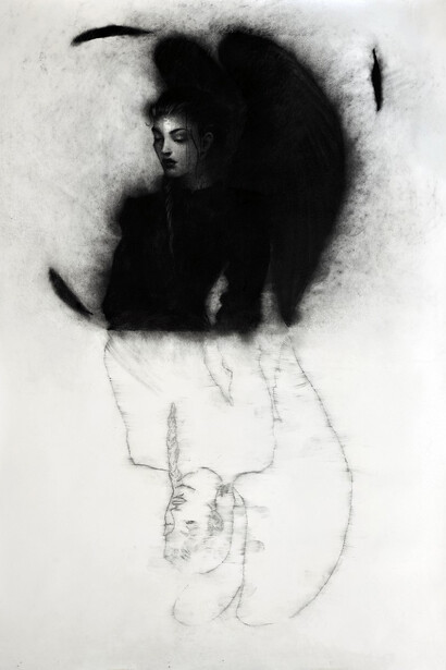 Omar Galliani, Angelo doppio, 2007.Per gentile concessione della Mangano Galleria d’Arte di Cremona