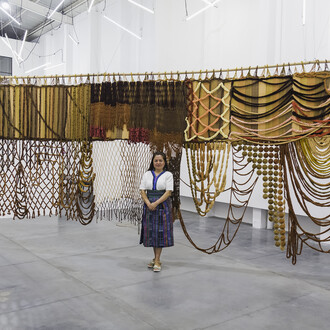 Angélica Serech, Temps entrelacé – deep time, exhibition view. Courtesy of the International Red Cross and Red Crescent Museum