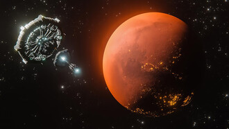 3D rendering of Planet Mars showcasing a broadband internet system designed to meet the needs of future consumers