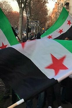 Manifestación frente a la embajada de Rusia en París, Francia, 2016