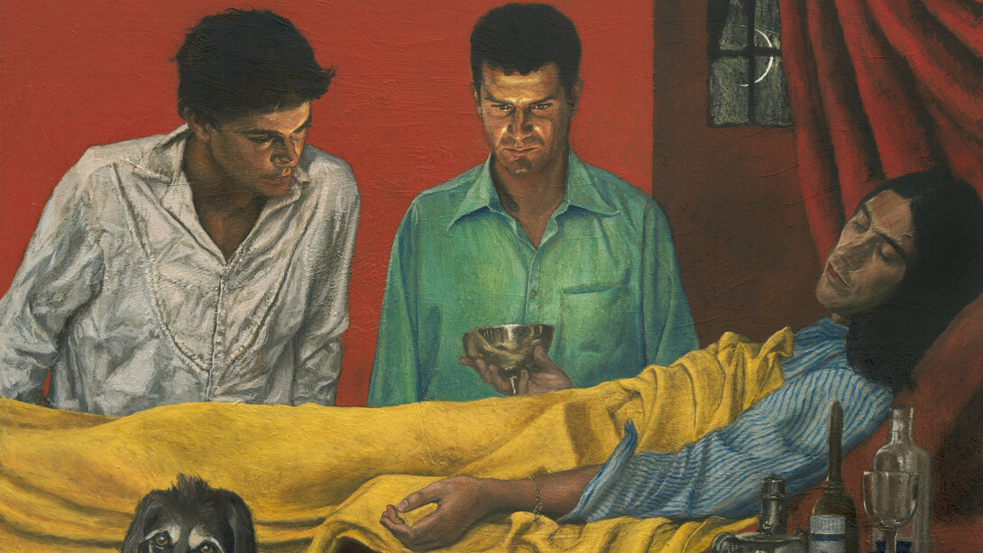 Giangiacomo Rossetti, Golden bowl, for their eyes were heavy (detail), 2025. Courtesy of
the artist and Mendes Wood DM, São Paulo, Brussels, Paris, New York