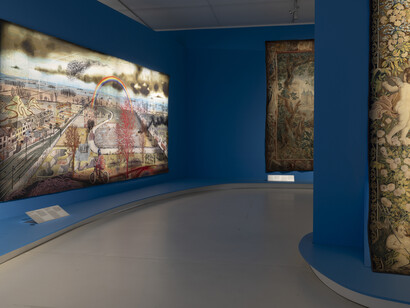 Times in tapestry, exhibition view. Courtesy of Mudac