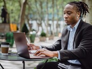 A man battling with the internet connectivity in Africa