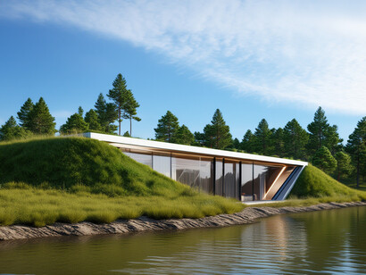 Futuristisches Ökohaus am See
