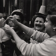 Ernst Haas, Queen’s Coronation Street Party, London, 1952. Vintage silver gelatin print. Estate stamp on print verso. 8 x 11.5 inches © Ernst Haas, courtesy Atlas Gallery