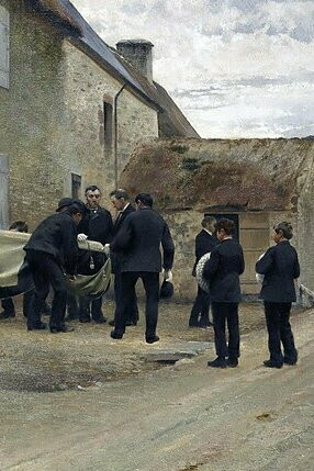 "Entierro de un marinero en un pueblo de la Mancha", óleo sobre lienzo, s/f