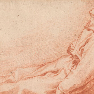 Rutilio Manetti, A life study: a monk sleeping against a pile of books (detail), ca. 1616. Courtesy of Morgan Museum