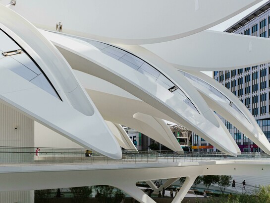 Close-up on United Arab Emirates Pavilion at Expo 2020 in Dubai