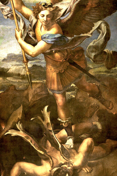 Saint Michael Vanquishing Satan is a painting by the Italian High Renaissance artist Raphael