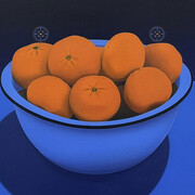 Sarah Pater, Oranges with pandora sphinx moth (twin targets) (detail), 2025. Courtesy of Sarah Pater and Pentimenti, Philadelphia, PA