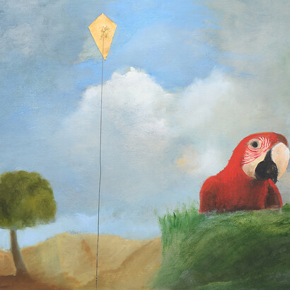 Emo Verkerk, Parrot with kite (dettaglio), 2018. Per gentile concessione della Galleria Massimo Minini
