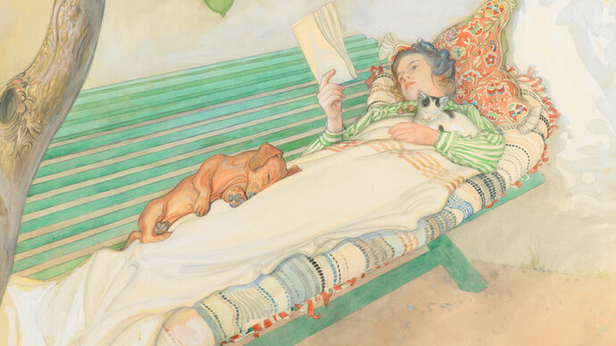 Carl Larsson, Jeune femme allongée sur un banc (détail), date indéterminée. Avec l'aimable autorisation du musée d'Orsay