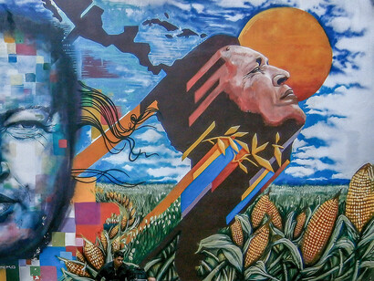 Mural de Chavez y su asunción al cielo, Caracas, Venezuela (detalle)