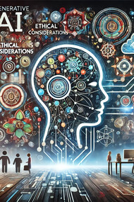 An abstract representation of generative AI, showcasing the dynamic interplay between technology and communication across various modalities