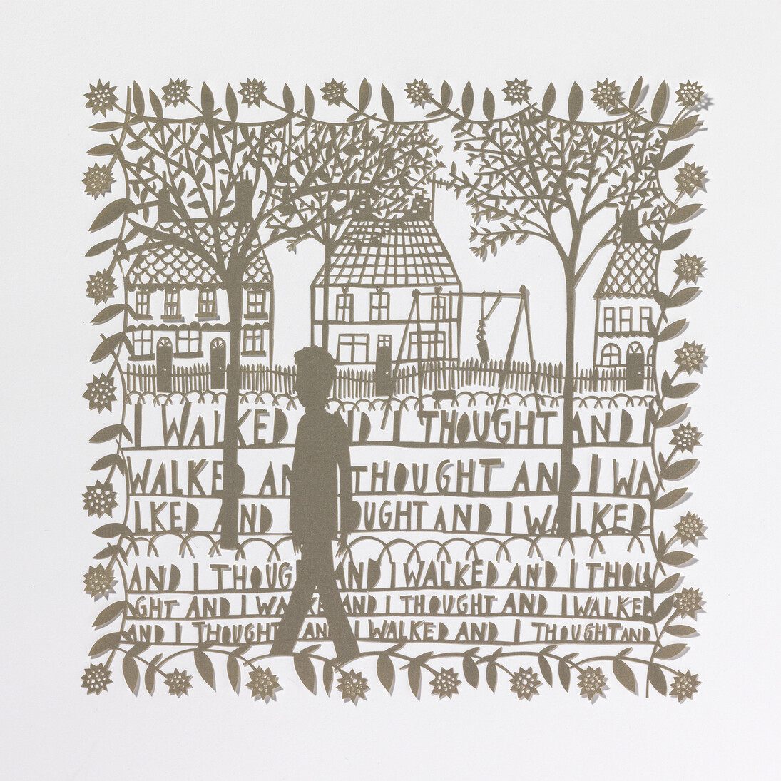 Rob Ryan, I Walked and I Thought, Papercut, 2015, Courtesy the artist and Yorkshire Sculpture Park