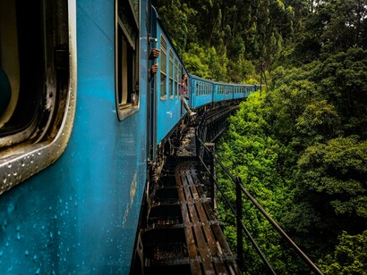 Badulla-Colombo high-altitude railway track on the Haputale mountain ridge, Sri Lanka