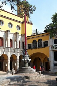 The Vittoriale degli italiani is a hillside estate in the town of Gardone Riviera overlooking Lake Garda in province of Brescia, in Lombardy. It is where the Italian poet and novelist Gabriele D'Annunzio lived from 1922 until his death in 1938