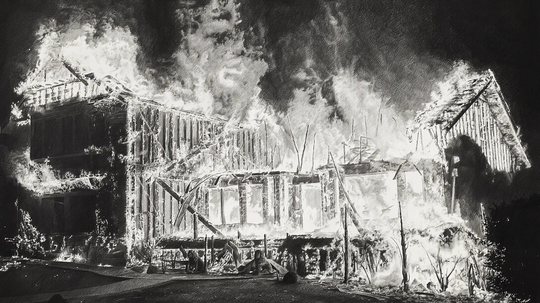 Karl Haendel, House on fire (detail), 2026. Courtesy of Vielmetter