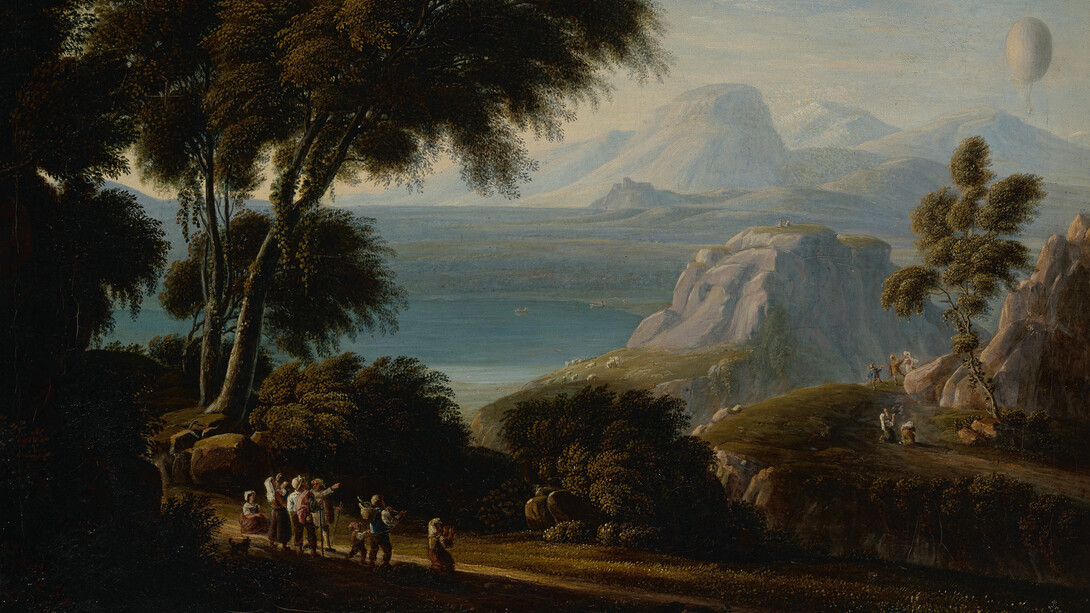 Grass Karls Gothards, Itālijas ainava ar gaisa balonu (detail), 1814. Courtesy of Zuzeum Art Museum