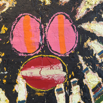 Jack Kabangu, Dark face painting (lyn og sne / lightning and snow) (detail), 2026. Courtesy of Mindy Solomon Gallery
