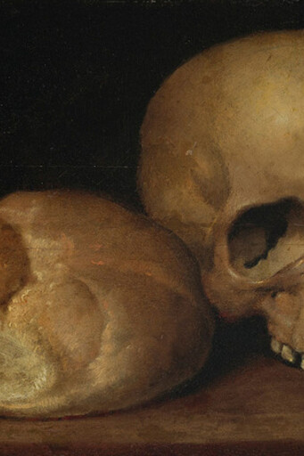 Sebastian Stoskopff, "Vanitas con pagnotta di pane e teschio sopra  un ripiano", collezione privata. Il pane accompagna la storia dell’uomo da oltre 12.000 anni, dalle prime civiltà agricole fino a oggi