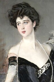 Giovanni Boldini, “Ritratto di donna Franca Florio”, 1901–1924, dettaglio. Palazzo Mazzarino, Palermo, Italia