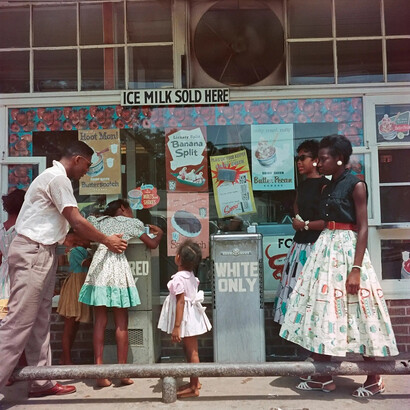 Gordon Parks, At segregated drinking fountain, Mobile, Alabama (37.009), 1956. Courtesy of Jackson Fine Art
