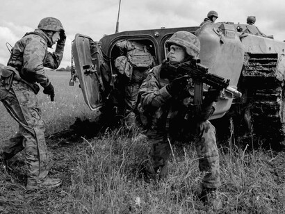 NATO troops from Poland and Romania Mechanized units practise joint operations training which involved patrol and advance to target exercises on Exercise Noble Jump 17, in Cincu Romania