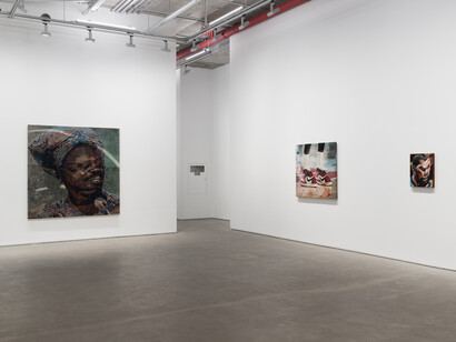 Noel W Anderson, Courtside sermon, exhibition view. Courtesy of Harper’s Chelsea 512