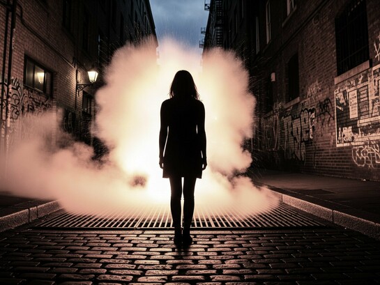 A silhouette suspended between memory and momentum: Aldonza in the space where two worlds meet