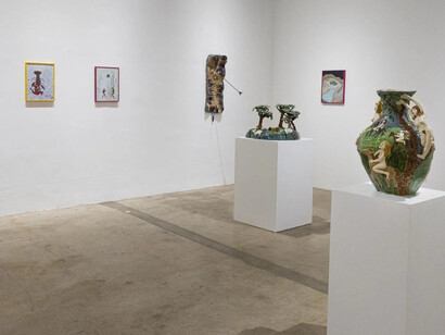 Various artists, Old flames in the bowers, exhibition view. Courtesy of Track 16 Gallery