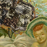 Mary Lou Zelazny, Old gold sits with baba (detail), 2025. Courtesy of Zolla Lieberman Gallery