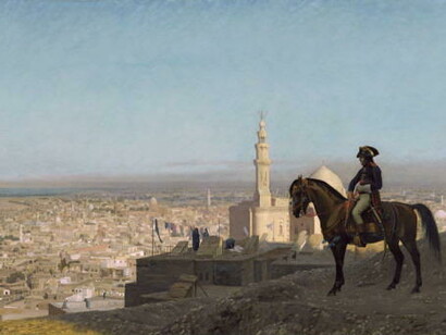 La concepción del secularismo ilustrado encuentra su formulación más completa en Napoleón. Jean-Léon Gérôme (1824—1904) "Bonaparte en El-Cairo", 1886. Castillo Hearst, Egipto