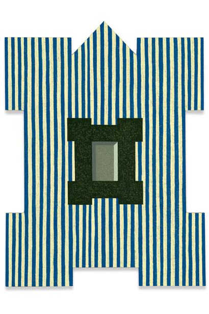 Matt Kleberg, Ecstatic exit (Pinstripe), 2025. Courtesy of Berggruen Gallery