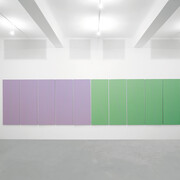 Mario Nigro, From the metaphysic of colors: the geometric basic structural concepts, Ettore and Andromaca, 1978 Acrylic on canvas 178x68 cm each. Courtesy A arte Invernizzi, Milan. Photo by Bruno Bani
