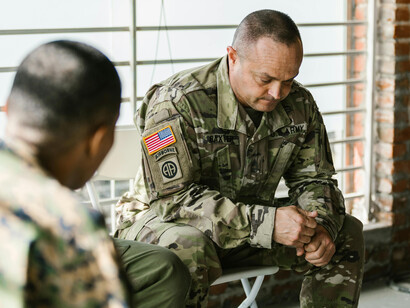 A soldier in therapy, sharing his inner struggles and confronting the invisible wounds left by war